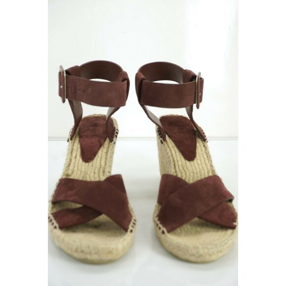 Vince Stefania Suede Platform Wedge Espadrille Sandal SZ 10 New Cross Strap $295 - Picture 7 of 12